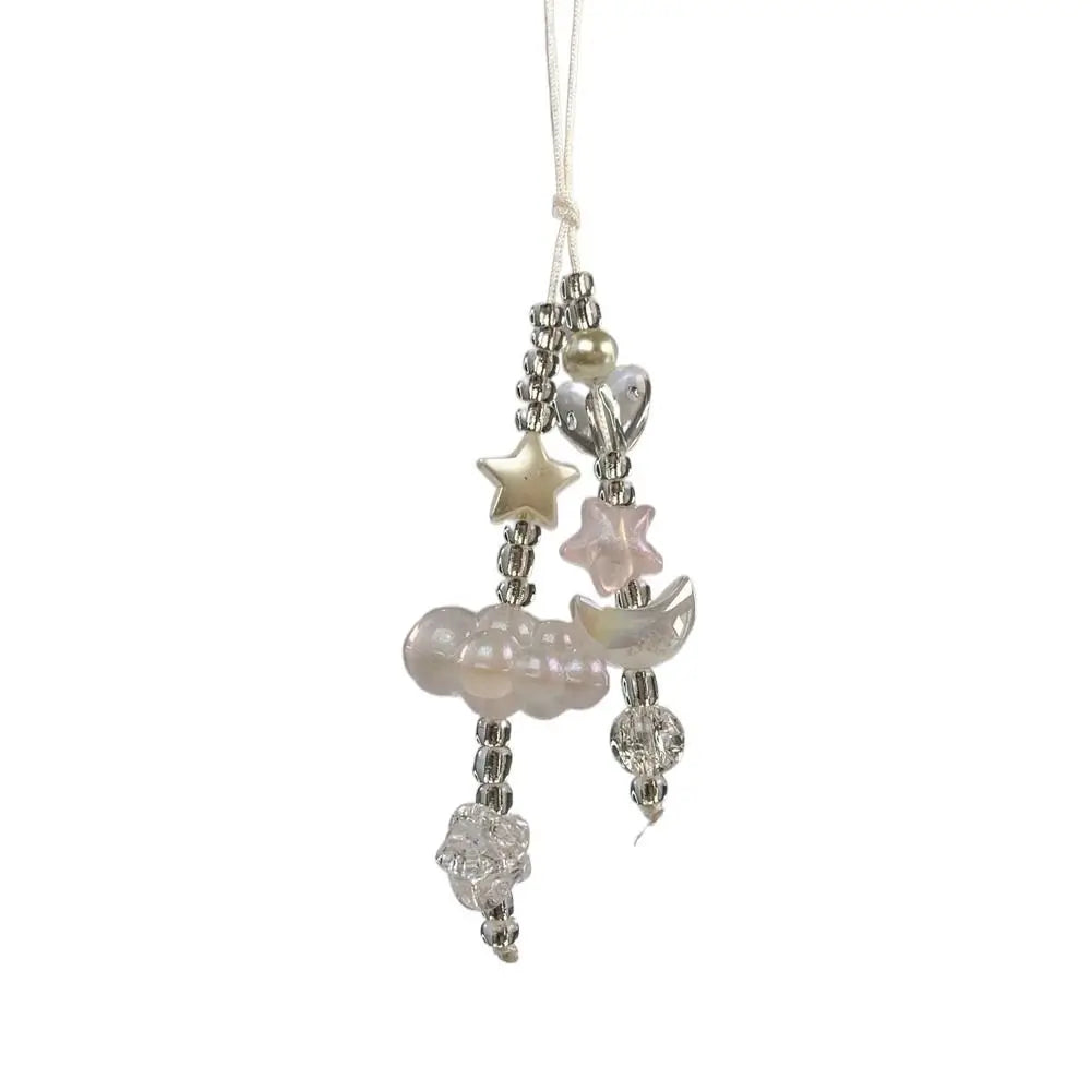 Cell Phone Rope Chain Anime Pendant Y2K Beaded Beads Chain Handmade Beads Strand Choker Pink Key Chain Phone Charm Key Chain