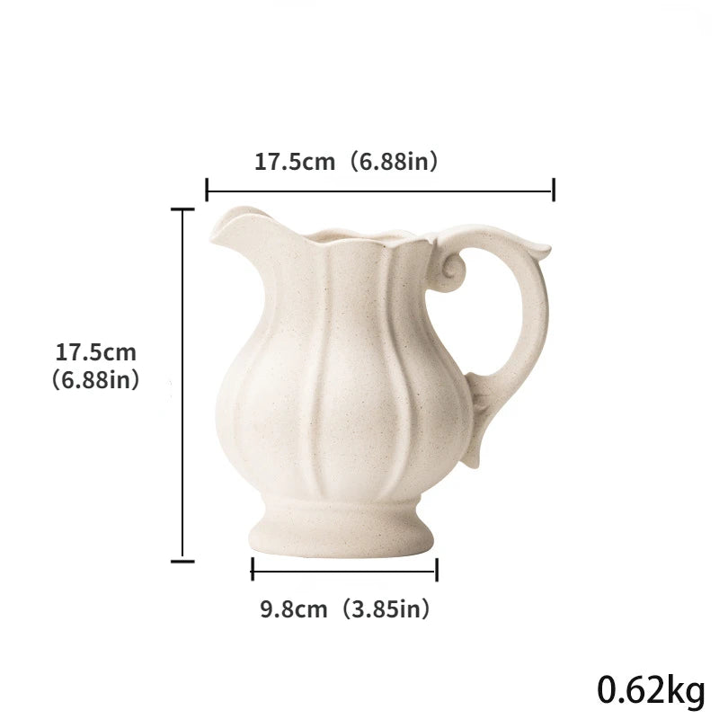 White Pot shaped Ceramic Vase Kettle Ceramic Vase Dual-use Irrigation And Watering European Minimalism