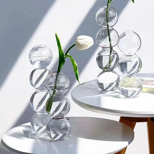 Crafts Romantic Glass Vase Simple Modern Hydroponic Flower Pot Funny Creative Spherical Flower Vase Dining Room