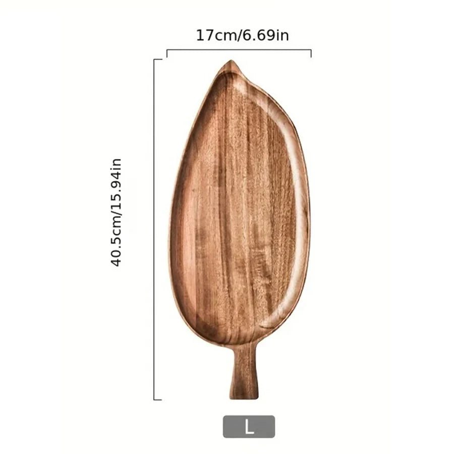 Tray Wooden Leaf Shaped Afternoon Tea Tray Western Sushi Tray Dessert Fruit Meal Tray Food Tray Wooden Waterproof