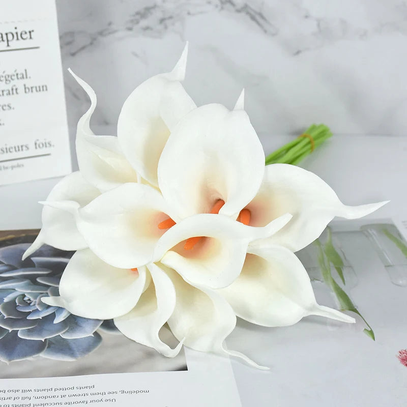 10/5Pcs Fake Calla Lily Artificial Flower Decorations for Home 37cm Flower Wedding Bridesmaids Bouquet