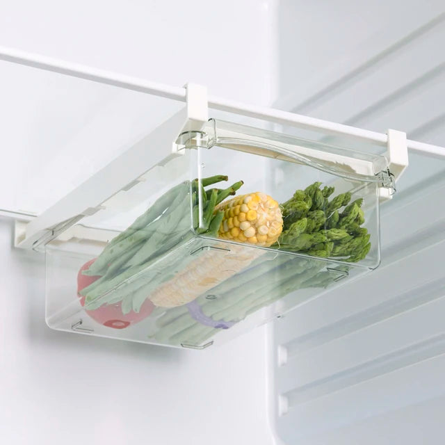 Kitchen Fruit Food Egg Storage Box Fridge Organizer Slide Under Shelf Drawer Box Rack Holder Refrigerator Crisper Keeping Flash