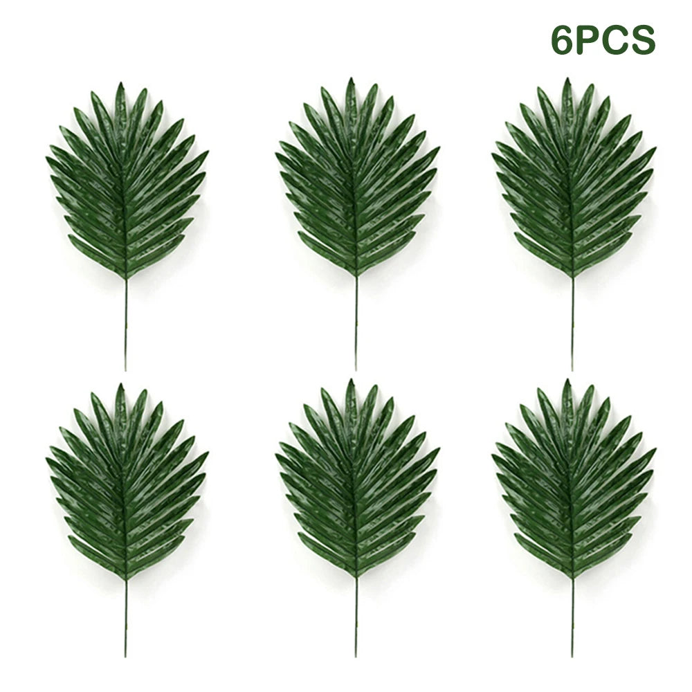 Artificial Tropical Palm Leaves Safari Jungle Decorations Hawaiian Luau Party Leaf Home Table Decor Wedding Birthday Fake Plants