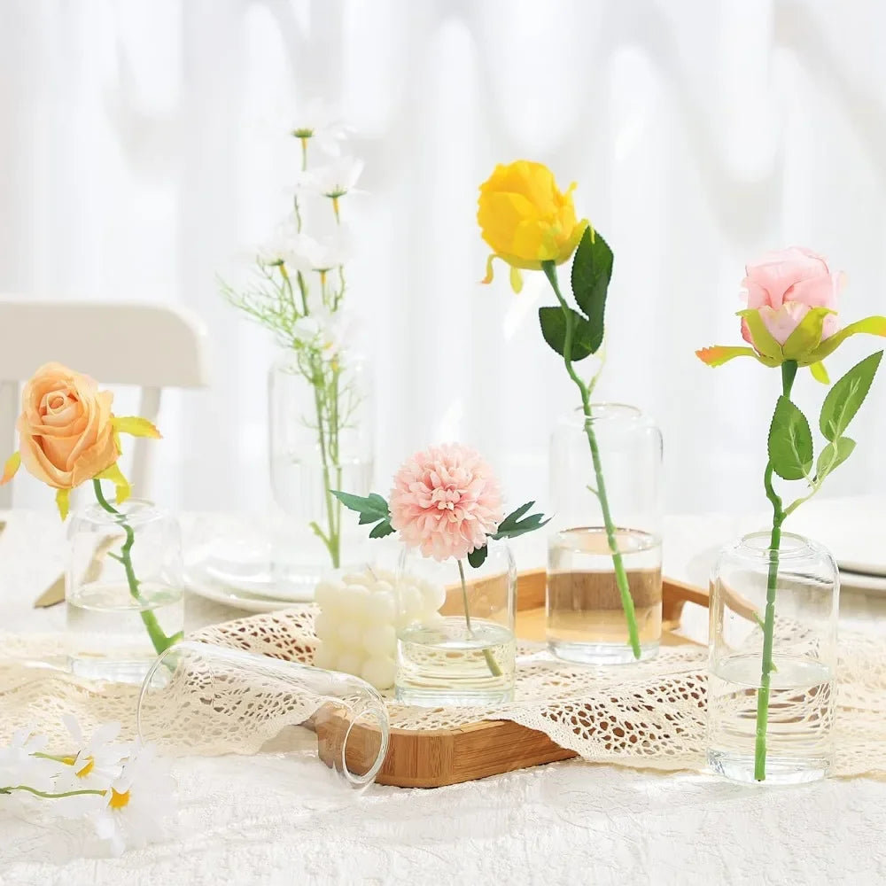 3Pcs/set Glass Bud Vases Clear Flower Vase for Centerpieces, Small Flowers Vases, Bathroom Decor for Home Wedding
