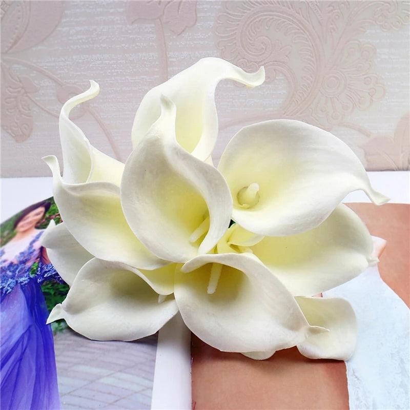 10/5Pcs Fake Calla Lily Artificial Flower Decorations for Home 37cm Flower Wedding Bridesmaids Bouquet