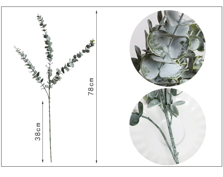 Real touch artificial eucalyptus branch leaf plants long leaf fake plants home decor dried artificial flowers wedding decoration