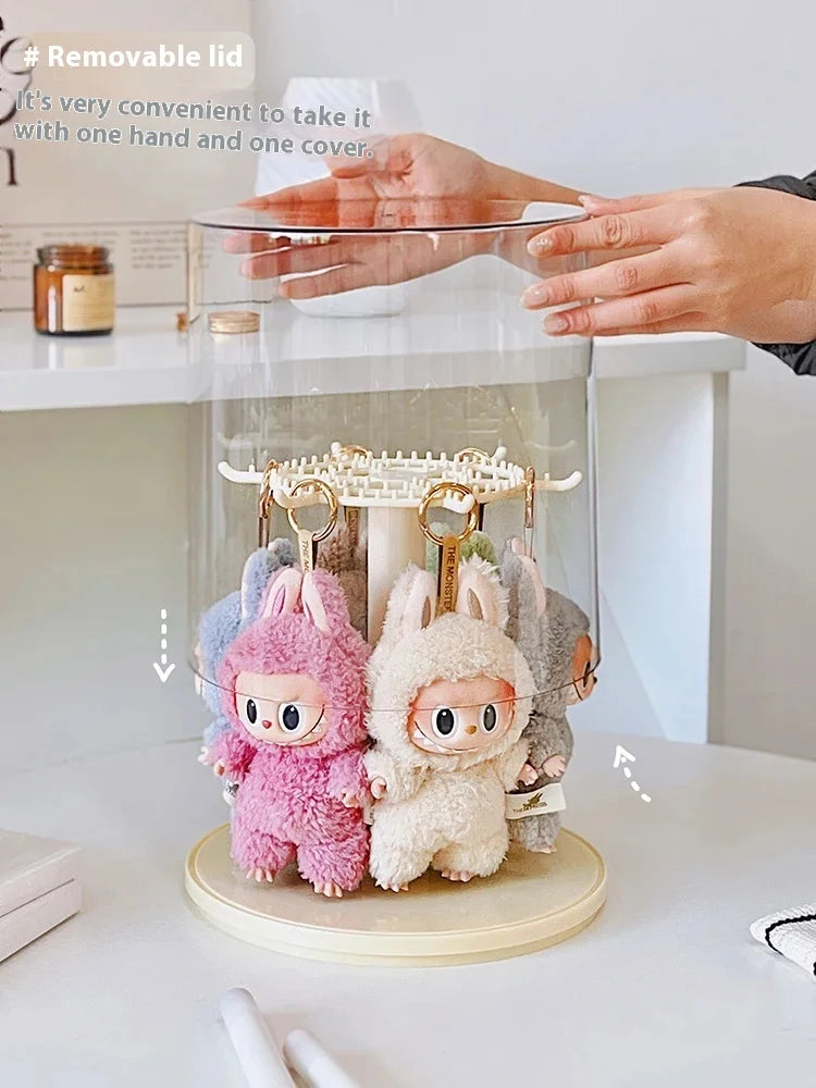 Labubu Pendant Display Box Rotating Transparent Labubu Doll  Storage Blind Box Storage Display Dustproof And Moisture-Proof