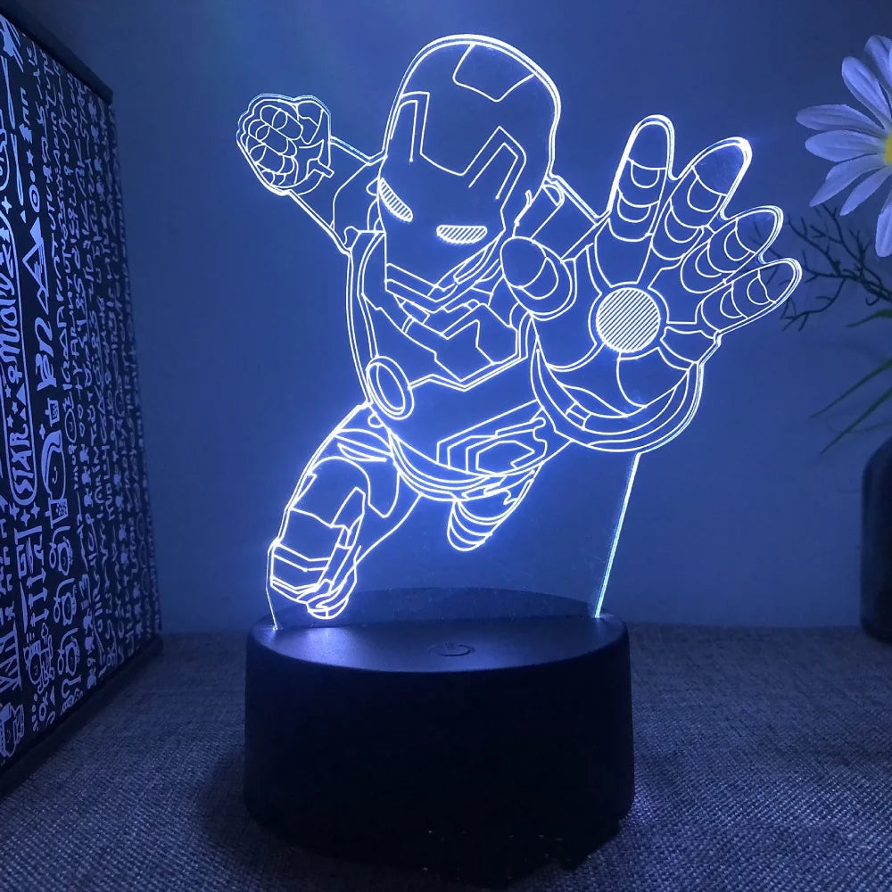 Spiderman 3D Acrylic Night Light USB Stereo LED Desk Lamp Phantom Light Surprise Birthday Gift LED Light Using USB and Battery