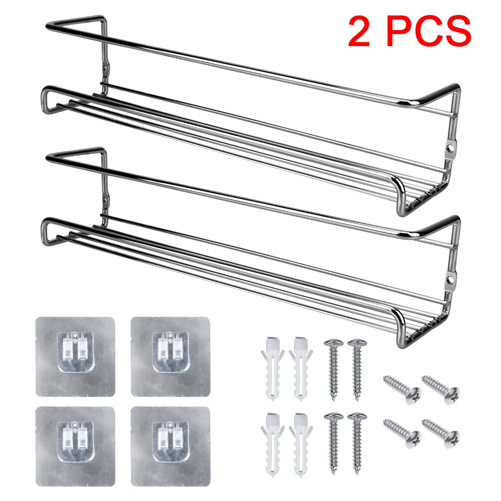 Kitchen Organizer 2 Pcs Metal Hanging Racks For Home Restaurant Wall-Mounted Seasoning Shelf Spice Jar Storage Rack Single Layer