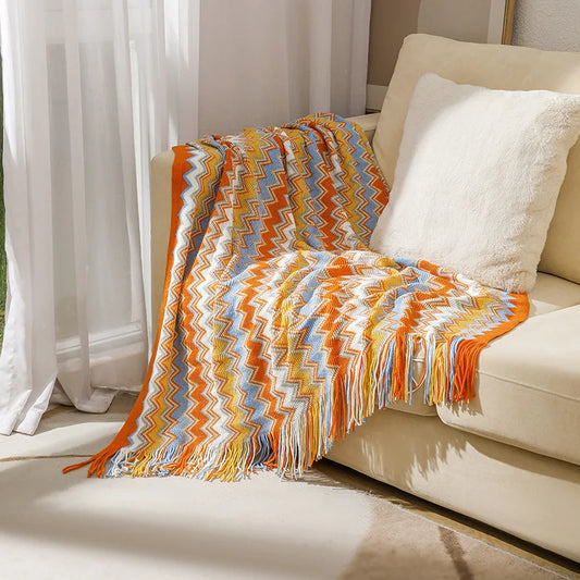 Bohemian Sofa Blanket Summer Knitted Throw Blanket Lazy Travel Shawl Office Air Conditioning Nap Blanket Throw Blanket for Sofa