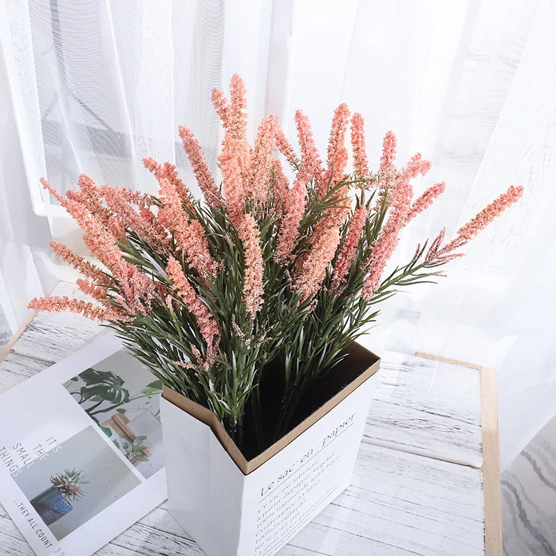 Foam Artificial Flowers Lavender Bouquet Christmas Wedding Home Decoration Indoor Outdoor Home Office Table Arrange Fake Plants