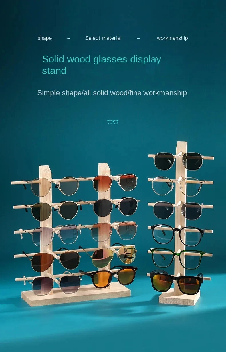 Wooden Eyeglass Storage Rack Household Sunglasses Glasses Display Rack Organizer Perforation-free Multi-functional Desktop