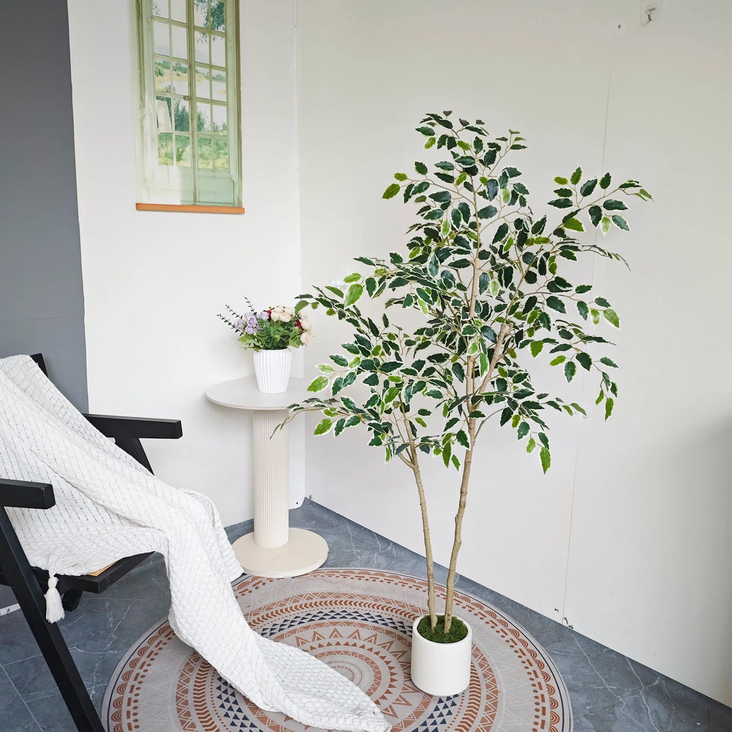 150-170cm New Artificial Ficus Plant Potted indoor outdoor Fake Plant for Home garden Room Balcony shops festival Decor With pot