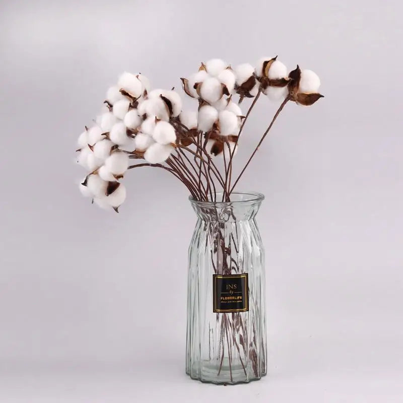 Artificial Dried Cotton Flowers White Flower Branch For Wedding Party Decoration Fake Flower Home Flower Decor Eucalyptus Leaves