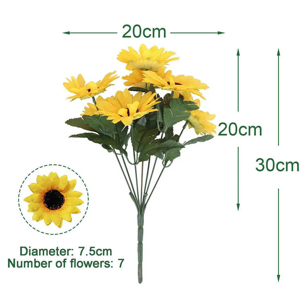 7 Heads Artificial Sunflower Bouquet Silk Fake Flower DIY Wedding Home Party Festival Decor Gift Centerpieces Living Room Supply