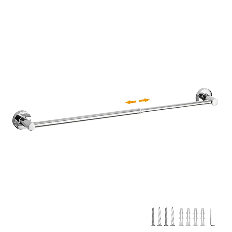 Bathroom Retractable Towel Single Bar Black, Chrome Single Towel Rack Extended Drying Towel Hanging Bar Bathroom EL81024