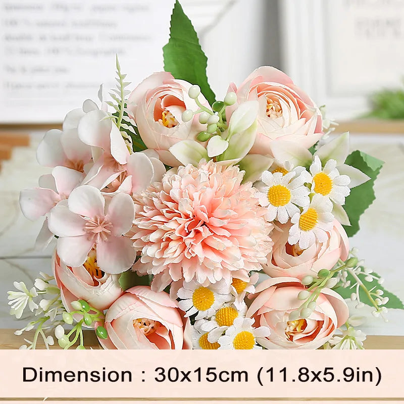 1pc Artificial Flower for Decoration with 7 Fake Flowers Faux Bouquet Arrangements for Home Bridal Wedding Party Chrysanthemum