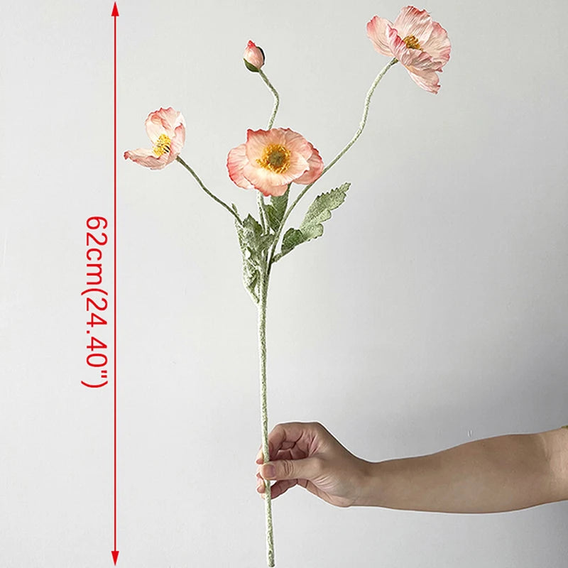 High Quality Beautiful Artificial Poppy Silk Flowers Fake Flower for Home Wedding Salon Party Luxury Decoration