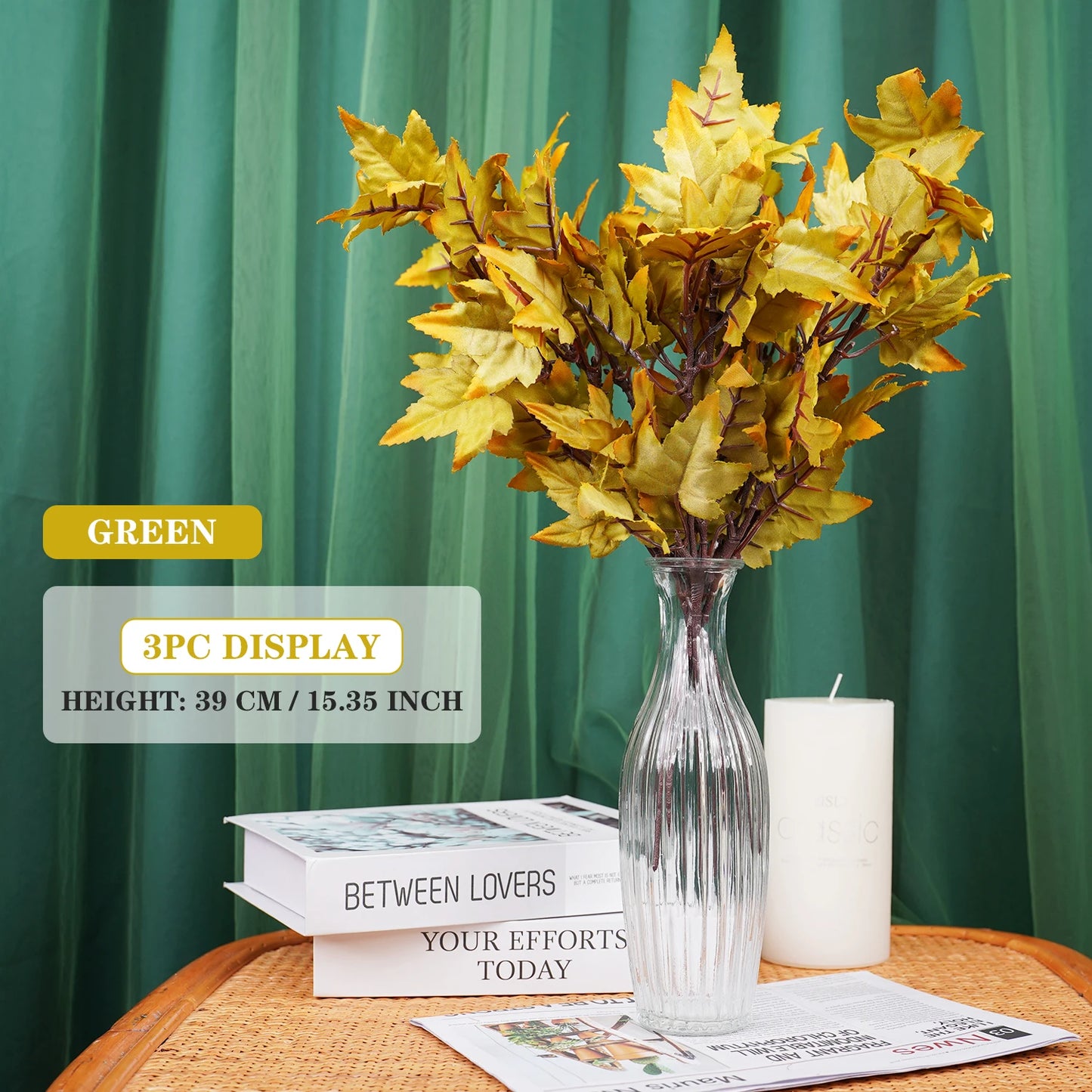 Fall Artificial Maple Leaf Flowers Bouquet for Home Room Decor Wedding Marriage Party Decoration Fake Plant Garden Vase Ornament