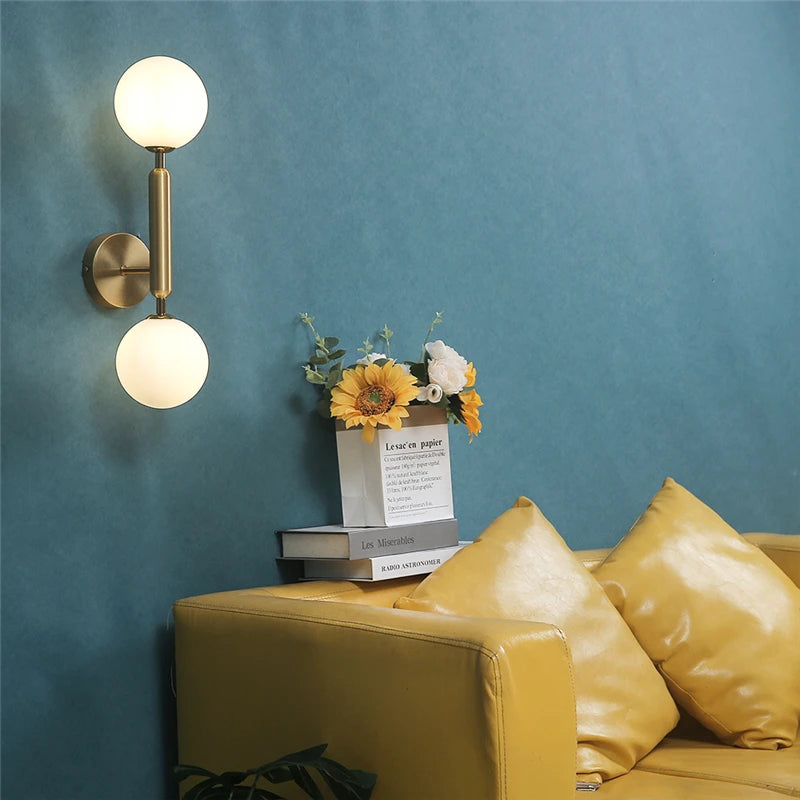 Creative Glass Ball Wall Lamps Modern Bedroom Bedside Lamp Living Room Background Wall Lights Home Decoration Lighting Fixtures