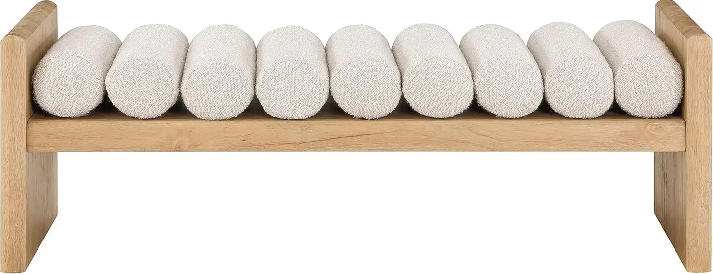 179Cream Waverly Collection Modern | Contemporary Bench with Solid Wood Rich Natural Finish,  52" W x 19" D x 18" H, Cream