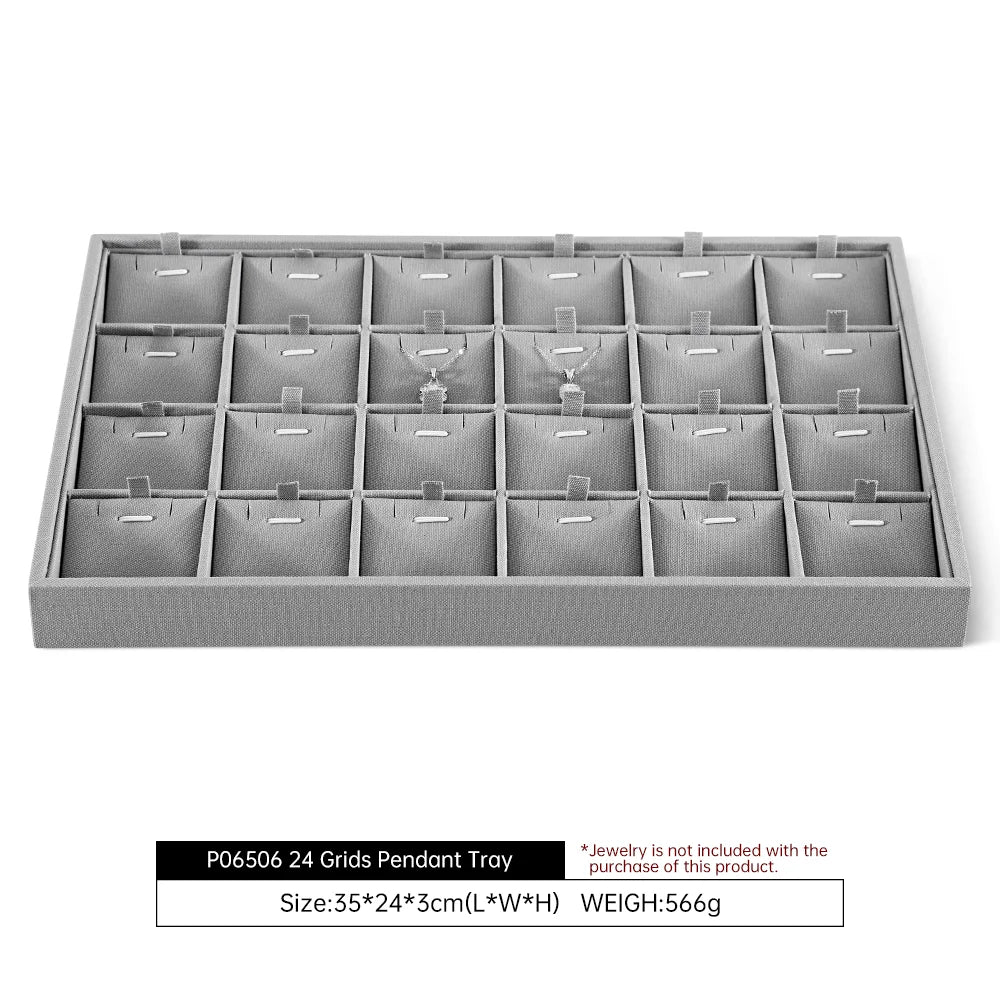 YinBeiNi Linen Stackable Ring Earring Bracelet Necklace Display Tray Jewelry Storage Drawer Insert Organizer Holder Tray P062