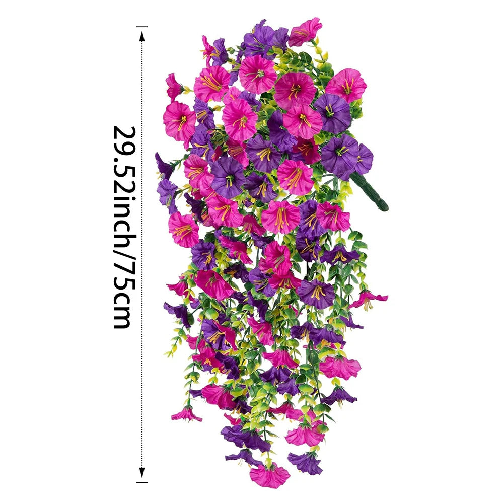 75cm Artificial Flowers Fake Morning Glory Flowers Eucalyptus Leaves Hanging Flowers For Outdoor Party Wedding Garden Decoration