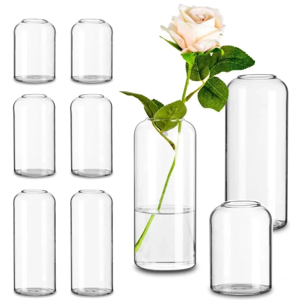 3Pcs/set Glass Bud Vases Clear Flower Vase for Centerpieces, Small Flowers Vases, Bathroom Decor for Home Wedding