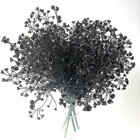 7 Branches Black Eucalyptus Leaf Plastic Artificial Plants Persian Fern Halloween Fake Flower Bouquet Home Party Decoration