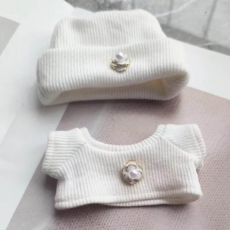 Labubu 17cm Knitted Set - Cute Crossbody Bag And Customized Leather Shoes with False Eyelashes Fashion Doll Accessories for Kids