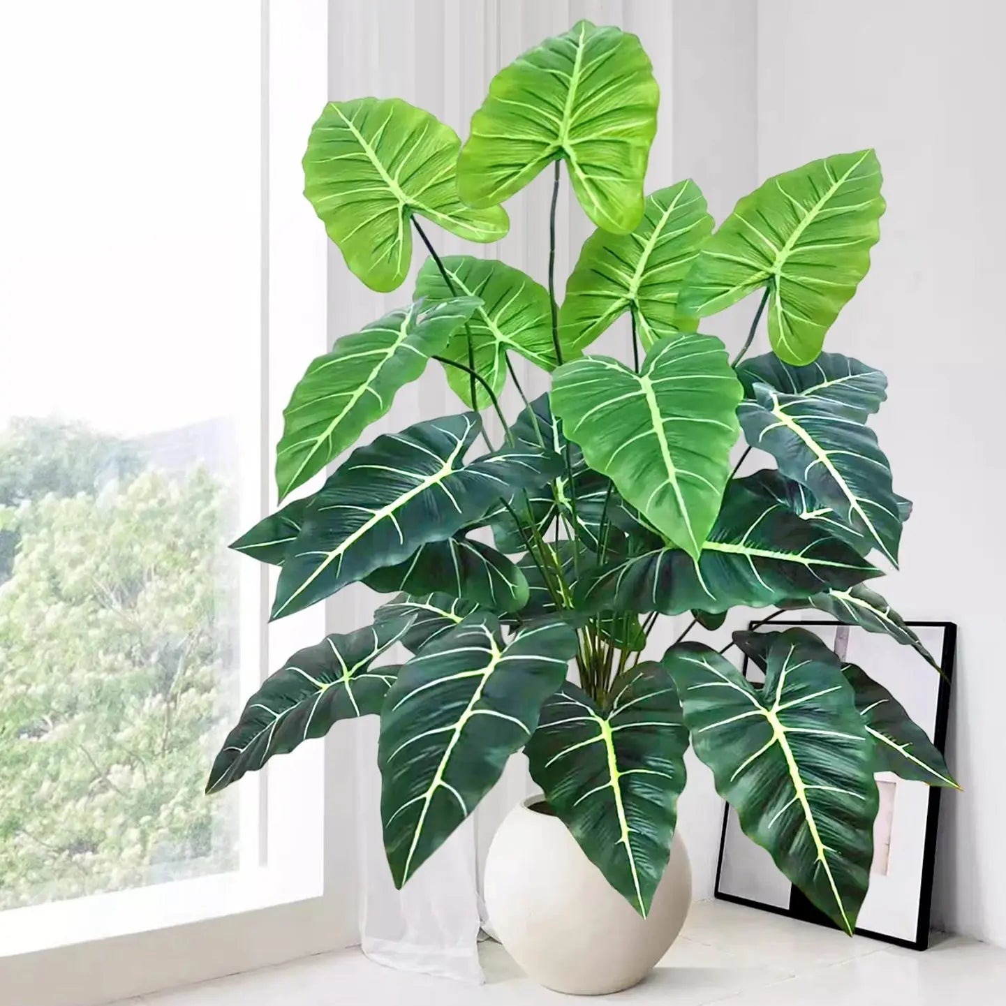 47-109cm Artificial Flowers Calla Lily Horseshoe Leaf Turtle Leaf Bobcat Leaf Fake Plant Ornamental Holiday Home Decoration