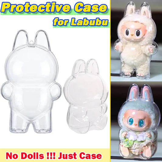 For Labubu Transparent Protective Case LABUBU Doll Protector Portable Pendant Storage Box for Labubu Clear Display Bag 1pc