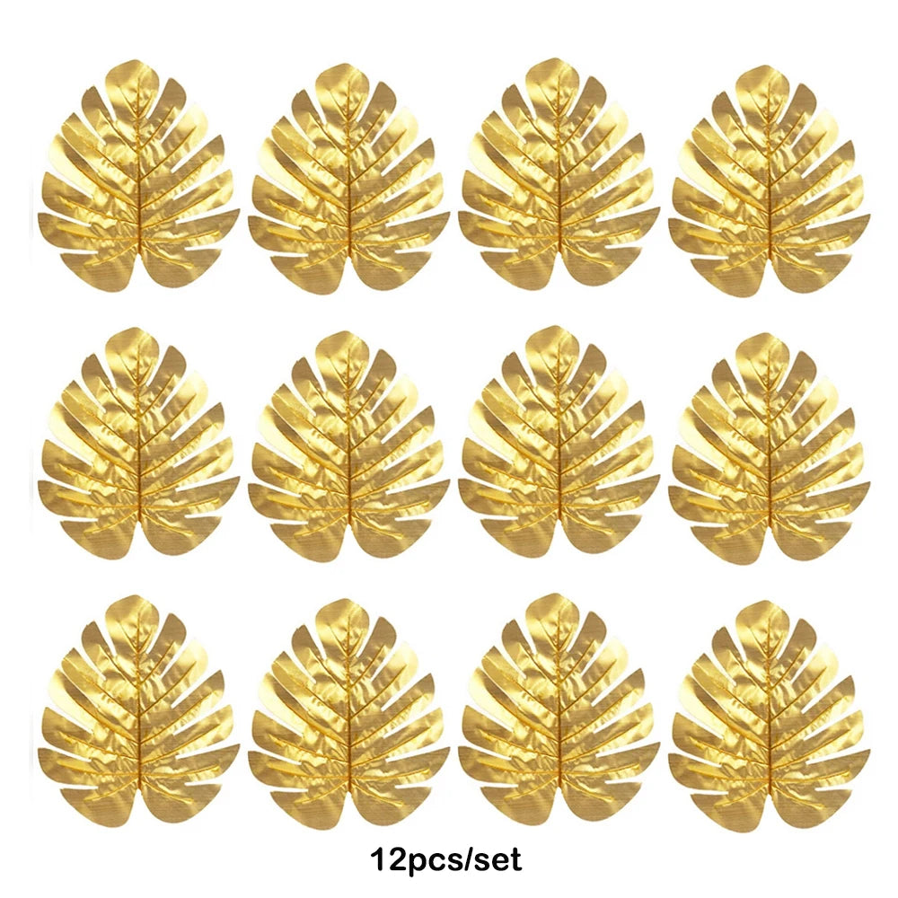 Artificial Tropical Palm Leaves Safari Jungle Decorations Hawaiian Luau Party Leaf Home Table Decor Wedding Birthday Fake Plants