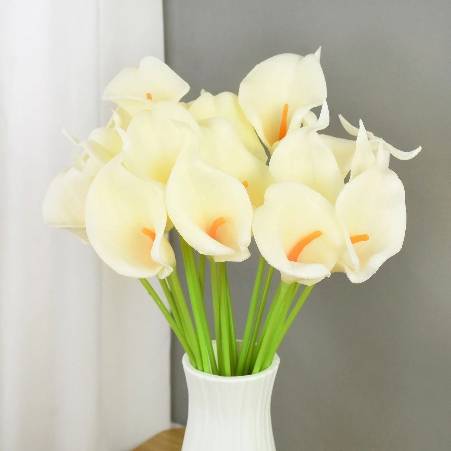 5Pcs White PU Fake Flower Artificial Real Touch Calla Lily For Wedding Bridal Bouquets Home Table Flowers Bouquet Decorations