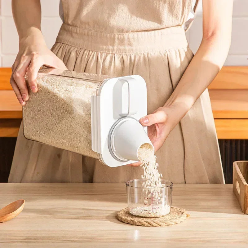 Food Storage Containers  with Measuring Cup Moisture-proof Powder Cereal Storage Tank Detergent Plastic Airtight Kitchen Items