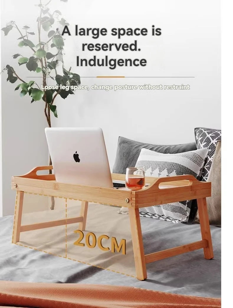 Bamboo breakfast table, bedroom, foldable computer desk, bed, lazy laptop, tablet table, children's study desk