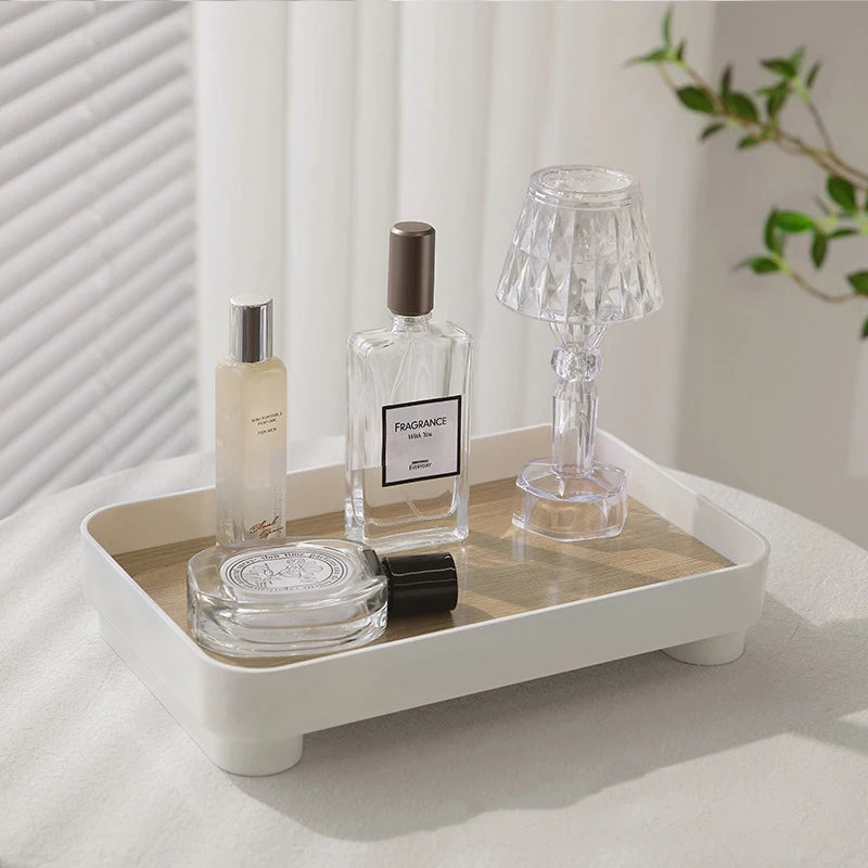 Wooden Desktop Storage Tray Perfume Aromatherapy Dressing Table Cosmetics Storage Box Multi-Function Porch Clutter Key Storage
