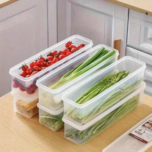 Rectangular Food Storage Containers Long Fresh-Keeping Sealed Boxes Plastic Reusable Kitchen Storage Solution Fridge Organizer