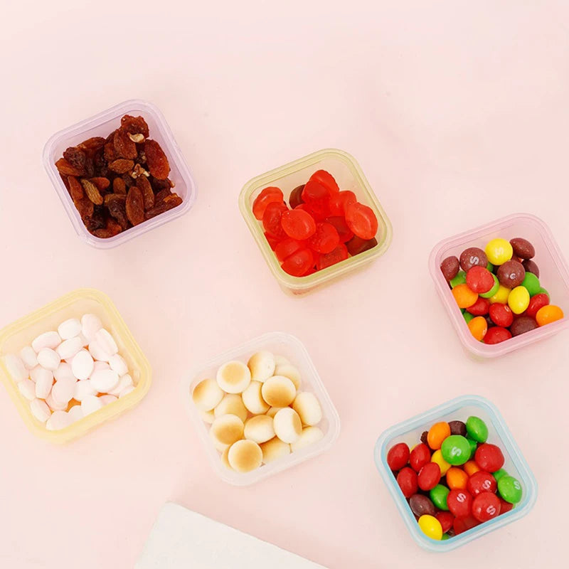 6Pcs Food Storage Container Small Plastic Moisture-proof Containers Mini Kitchen Storage Box with Leakproof Lid Kitchen Accessor