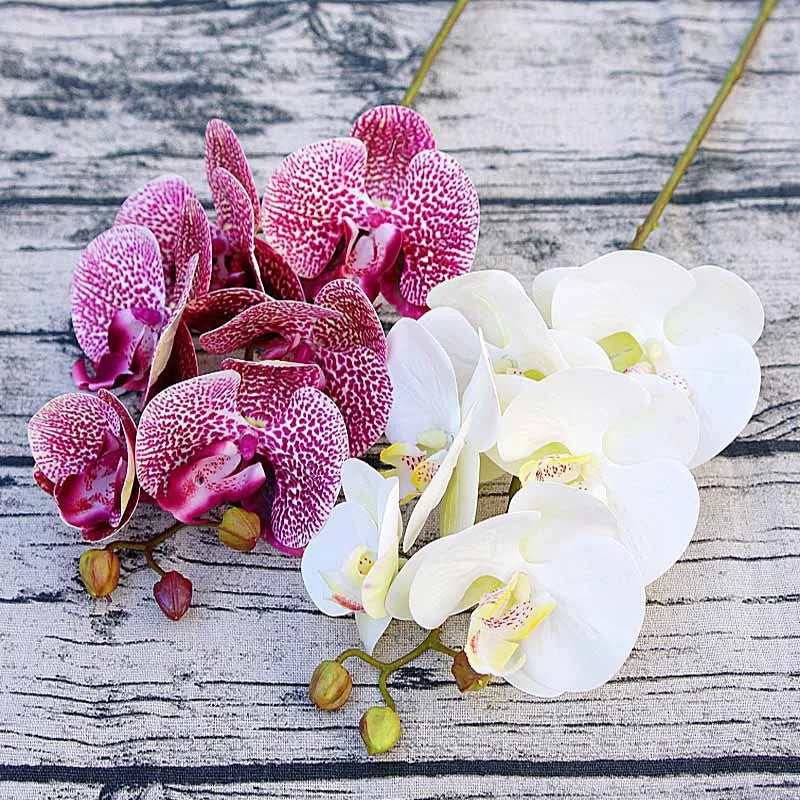 Artificial Phalaenopsis 3D Small Butterfly Orchid 6 Heads Fake Flower Home Drapery Wall Wedding Decoration Festival Diy Wreath