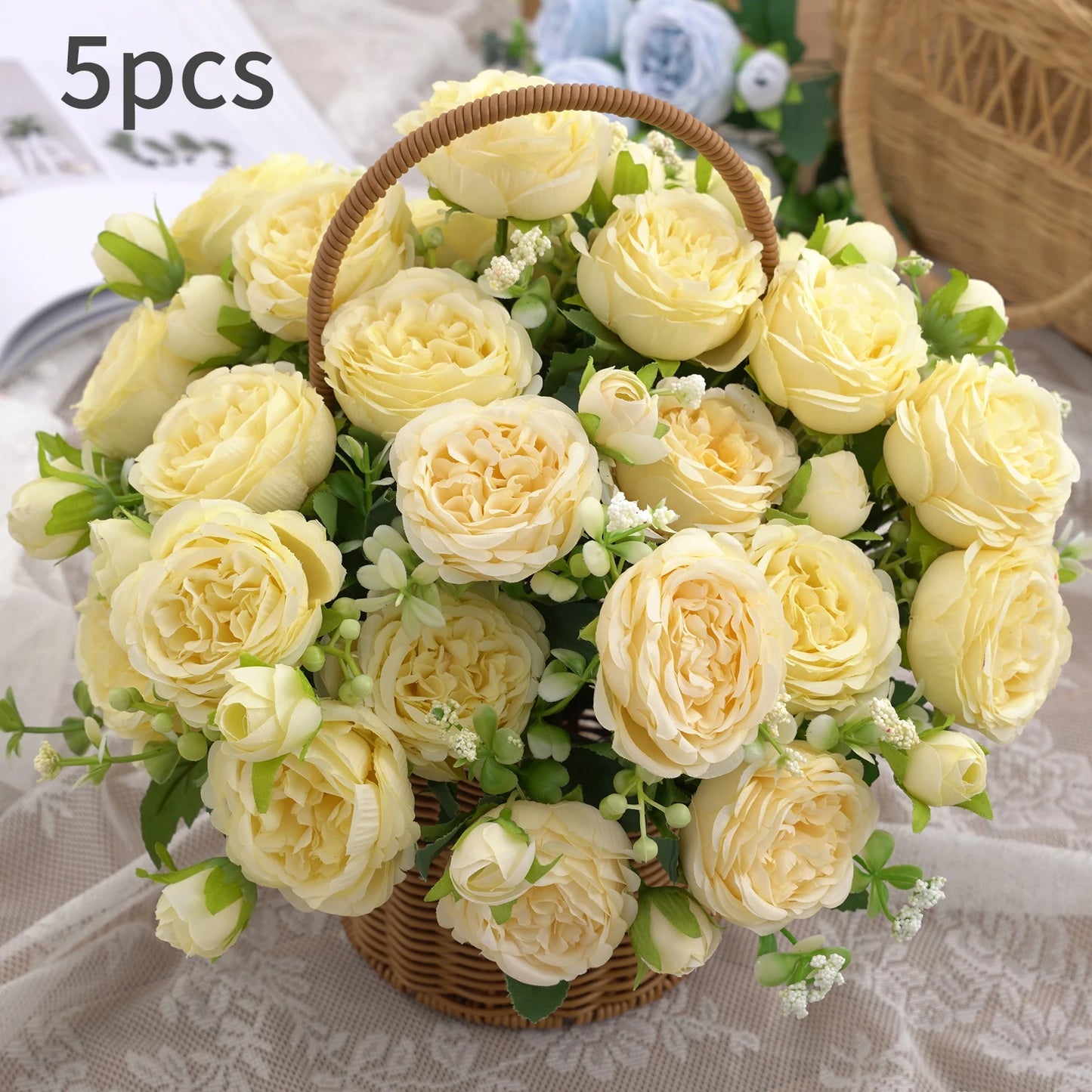 1pc Artificial Flower for Decoration Fake Flowers Silk Peony Faux Bouquet Plastic Arrangements for Home Bridal Wedding Party
