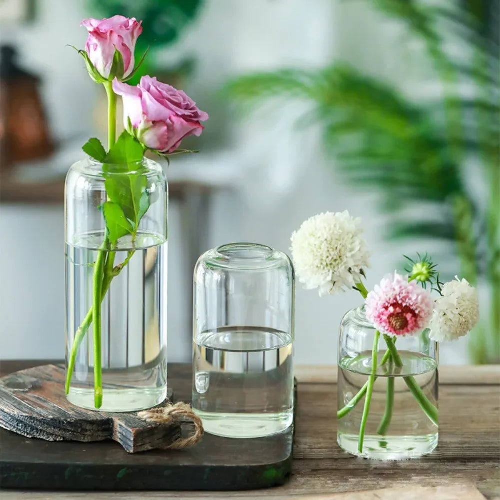 3Pcs/set Glass Bud Vases Clear Flower Vase for Centerpieces, Small Flowers Vases, Bathroom Decor for Home Wedding