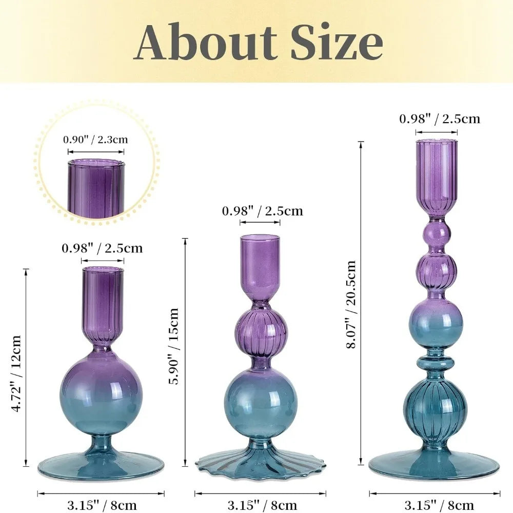 3Pcs/set Glass Candle Holders Crystal Ribbed Candlestick Romantic Wedding Candelabra Home Decor Vase Table Centerpieces Wedding