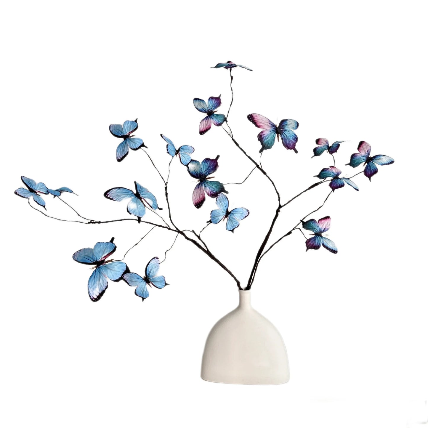 27.6 Inch Artificial Butterfly Flowers with Dried Branches Faux Floral Arrangement for Home Decor Window Display Wedding