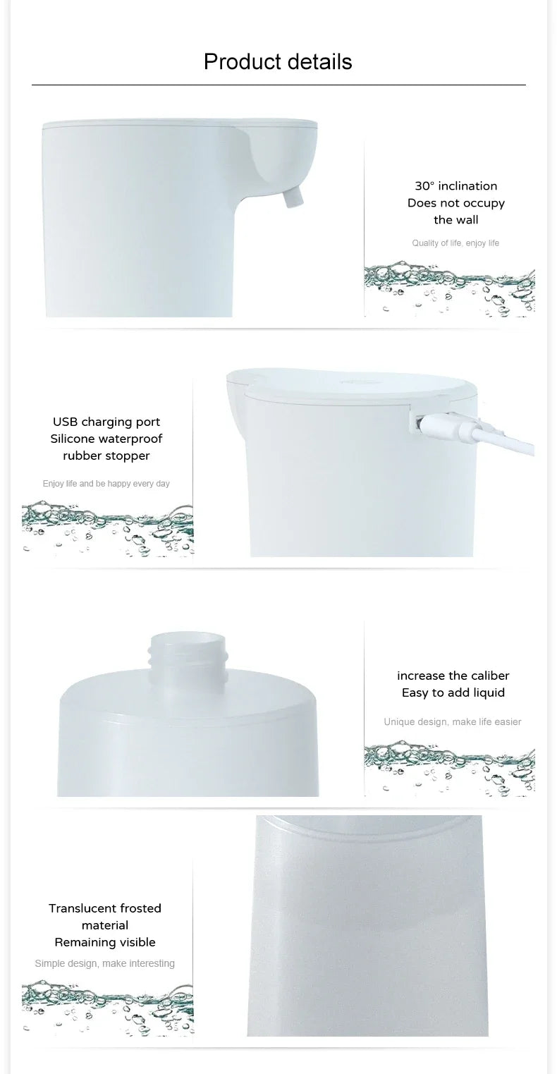 350ML Automatic Foam Soap Dispenser Bathroom Smart Washing Hand Machine USB Charging White ABS for Bathroom Toilet