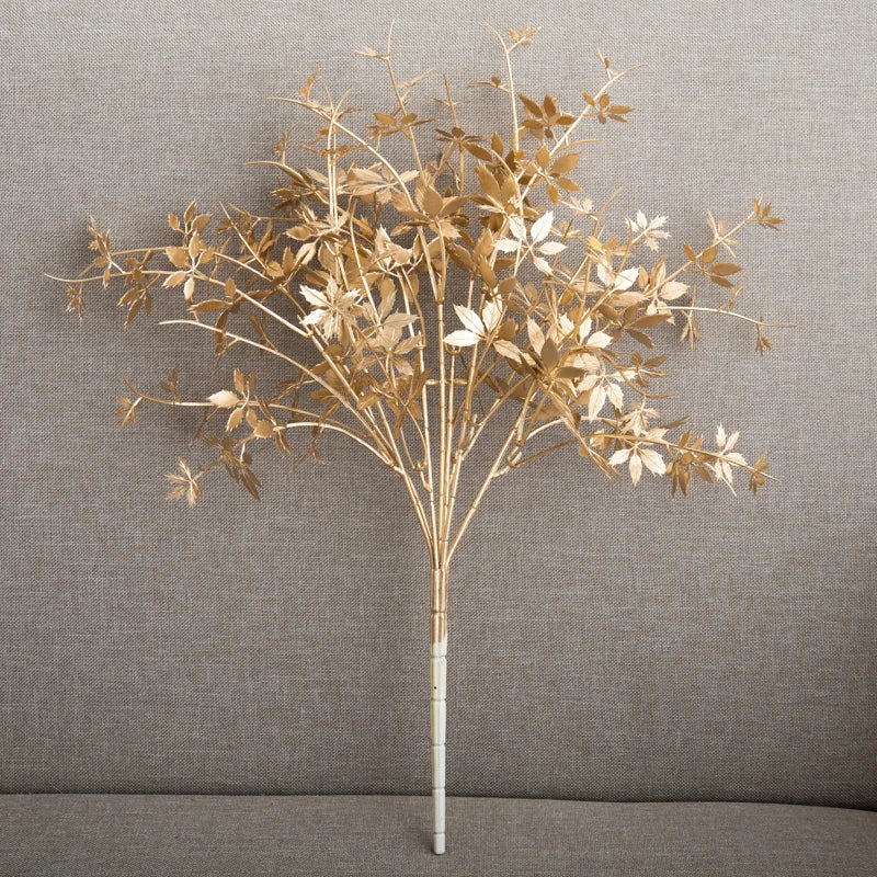 Artificial Plants Gold Fake Flowers Plastic Grass Wedding Arrangement Leaves Autumn Home Party Supplies Christmas Decorations