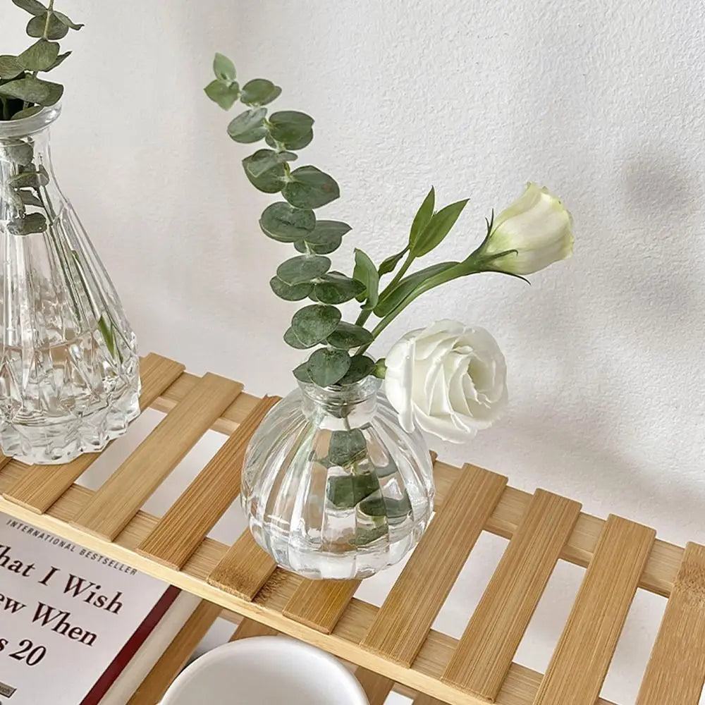 Retro Hydroponic Plant Vase Transparent Glass Vase INS Flower Vase Desktop Ornaments Home Decoration Wedding Party Supplies
