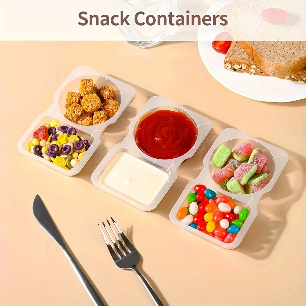 Collapsible Double Compartment Food Containers-Portable Kitchen&Picnic Essentials,Lunch Box Organizer,Transparent Storage