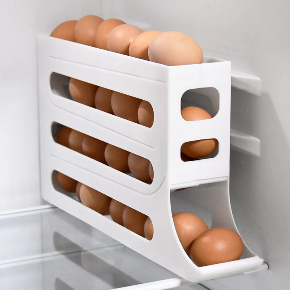 4 Layers Automatic Rolling Egg Storage Holder Fridge Eggs Storage Box Container Kitchen Organizer Refrigerator Egg Dispenser