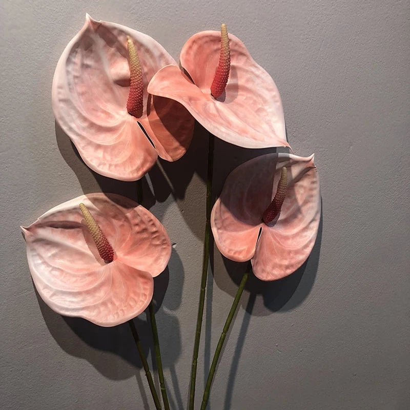 1Pcs Artificial Plants 57cm Real Touch Anthurium Fake Flowers Simulation Anthurium Artificial Flowers Wedding Home Decor